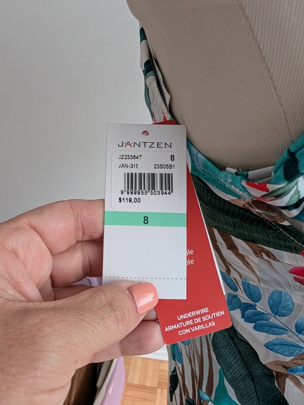 Jantzen Teal, Green & Red Tropical Wrap Tank - Picture 4 of 5